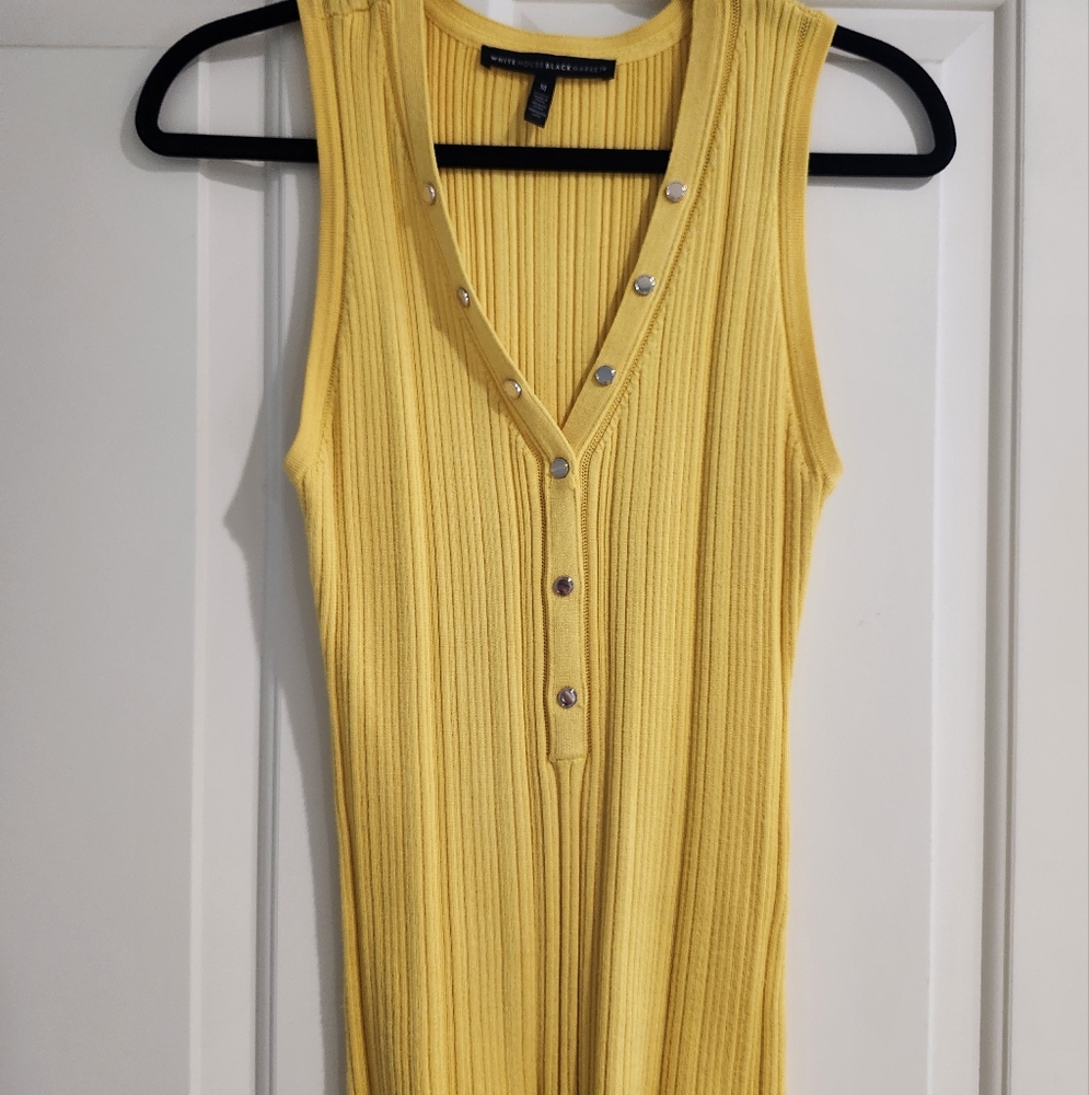 White House Black Market Yellow Ribbed Sleeveless Tank Size Medium